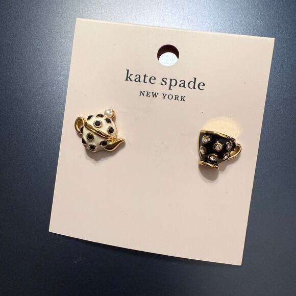 NWT Kate Spade Tea Time Cup and Teapot Stud Earrings - Picture 3 of 5